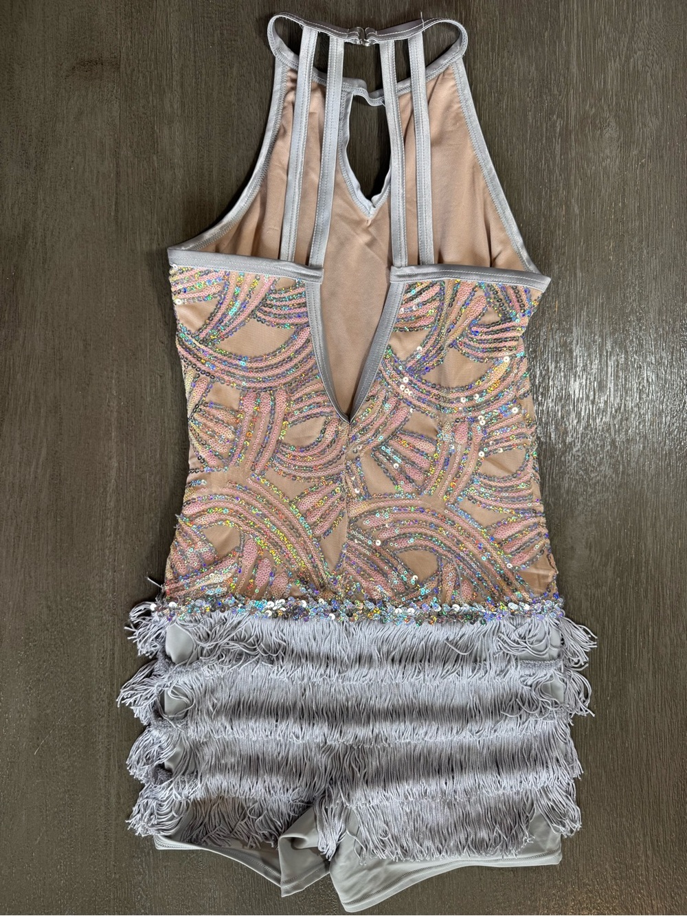 Weissman Big Girls Donāt Cry Silver Sequin Flapper Romper Dance Onesie M - Picture 4 of 10